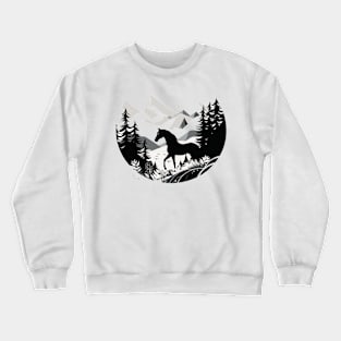 Equine Elegance: Majestic Horses in Beautiful Riding Landscape Crewneck Sweatshirt